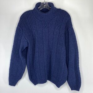 Vintage Northern Reflections Blue Cable Knit Turtleneck Sweater Size Medium